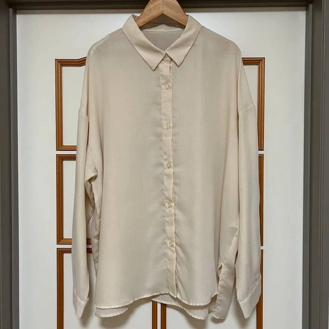 Thumbnail of GU Beige Long Sleeve Sheer Shirt