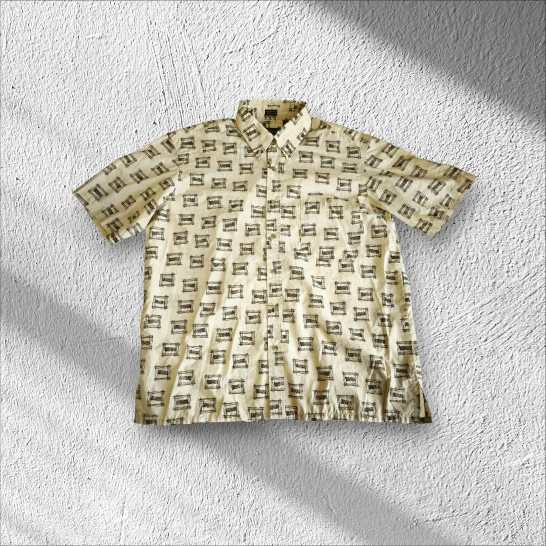 【一件古著】復古藝術花紋 幾何圖案 總花樣 短袖襯衫 M 碼【D126】 的縮圖