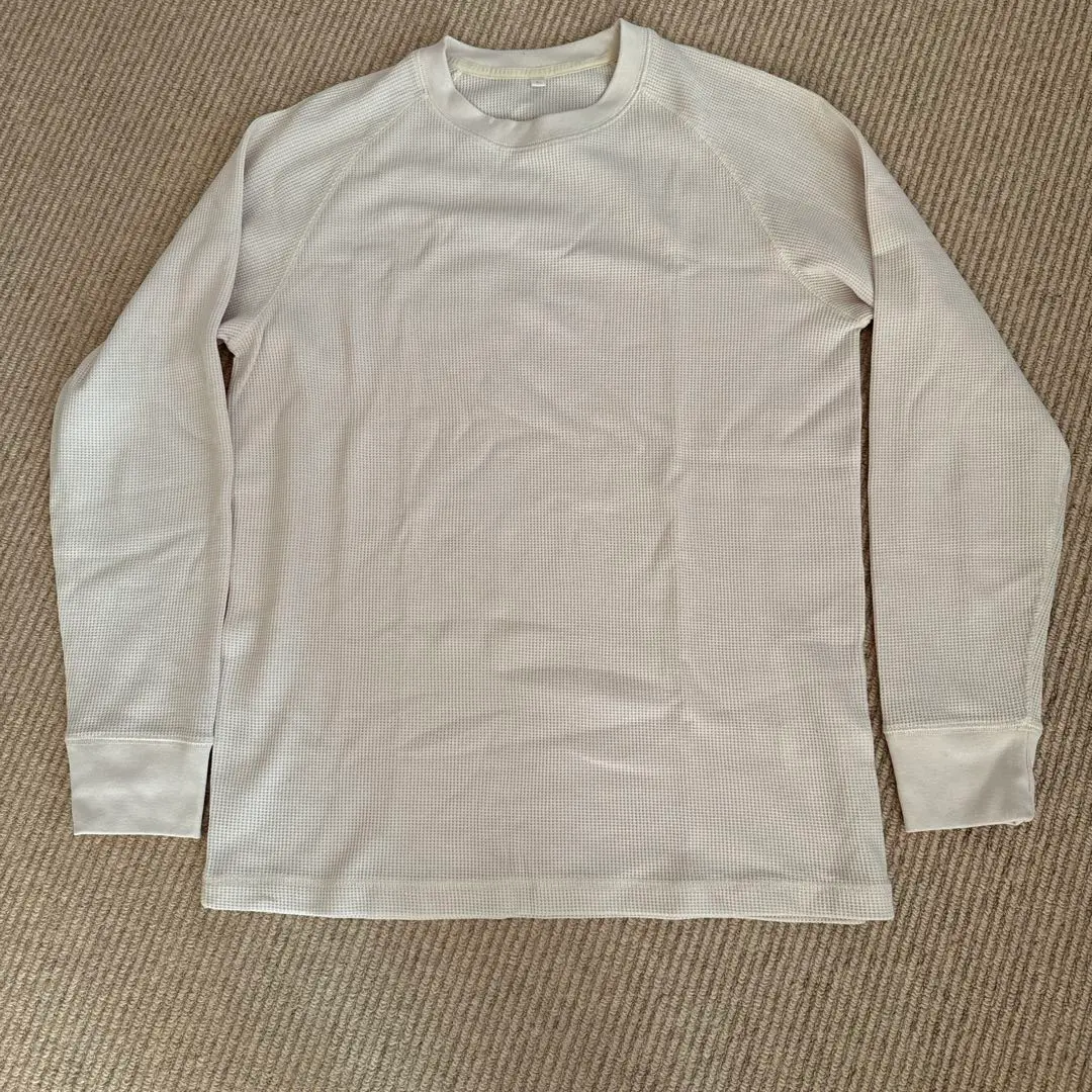 Thumbnail of White Ribbed Long Sleeve Cut-and-Sew, Size L