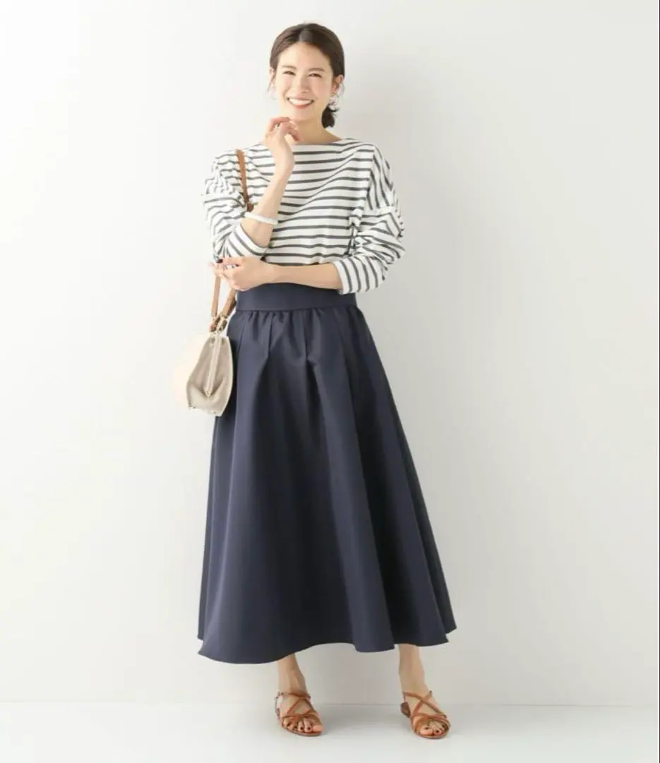 ★極美品★ IENA 伊恩娜 褪色花卉褶襉裙 海軍藍 的縮圖