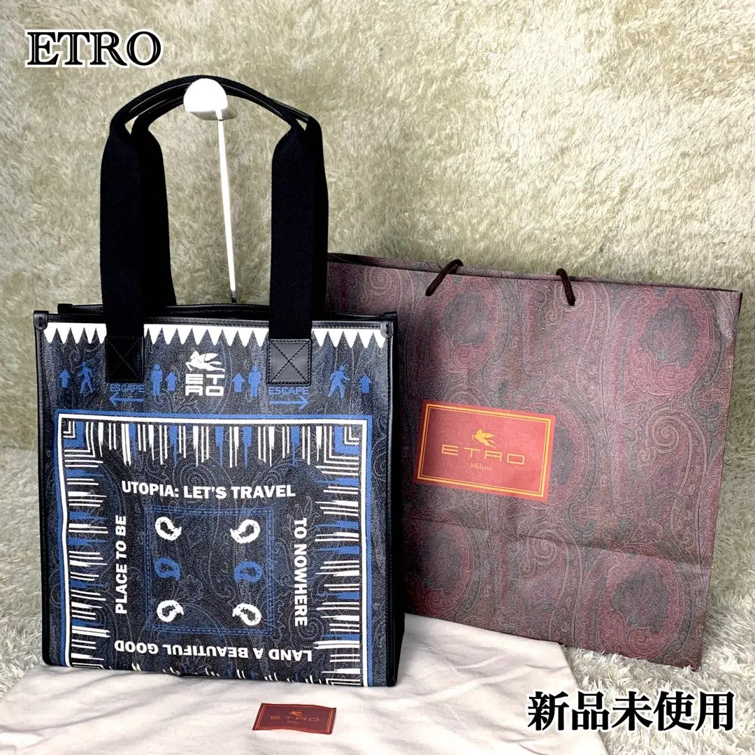 【希少】エトロ　ペイズリー　ネイビー　2wayトートバッグ 希少】エトロペイズリーネイビー2wayトートバッグ