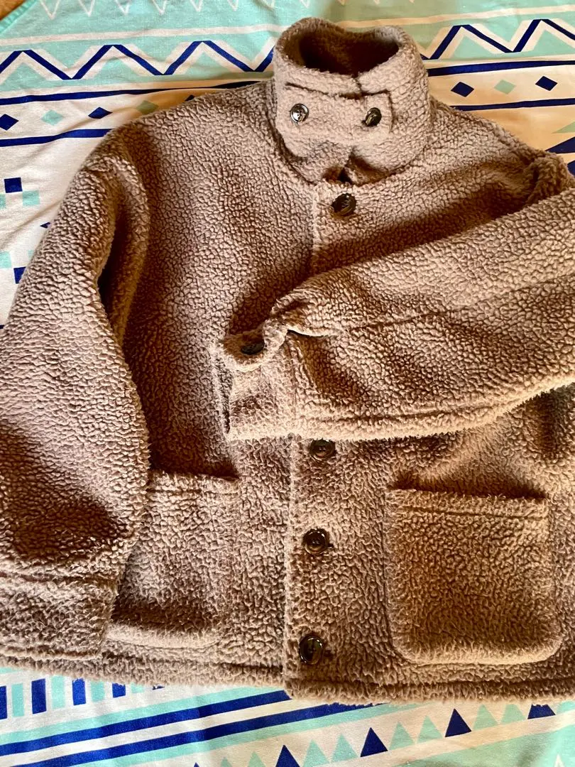 茶色羊羔毛外套 帶鈕扣 的縮圖