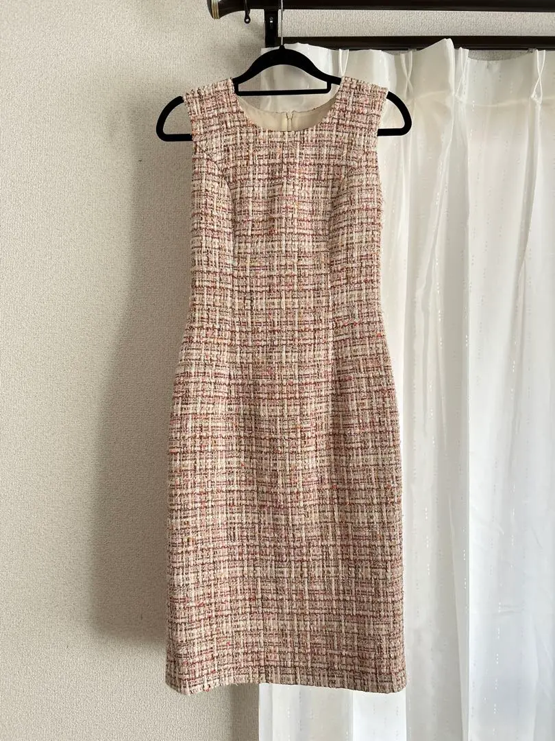 Thumbnail of Sleeveless beige tweed dress