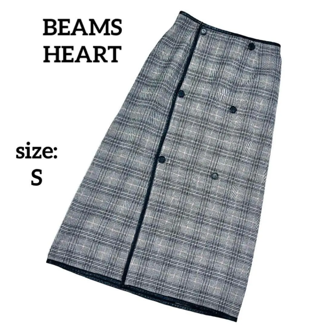 Thumbnail of BEAMS HEART Long Tight Skirt Check Pattern Button S Faux Leather