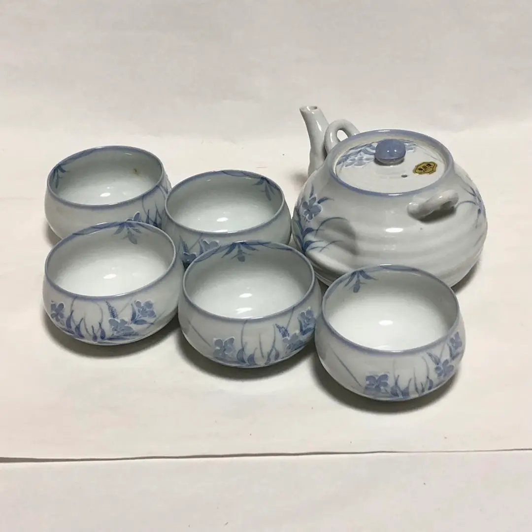 有田焼 雅峰作xTIGER ◆【和食器】有田焼/染付花ちらし ポット・茶器揃(急須・湯呑5) PHM-1000 茶道具 インテリア 有田焼 ギフト【未使用】  [0220497487] 有田焼 雅峰作xTIGER ◇【和食器】有田焼/染付花ちらし ポット