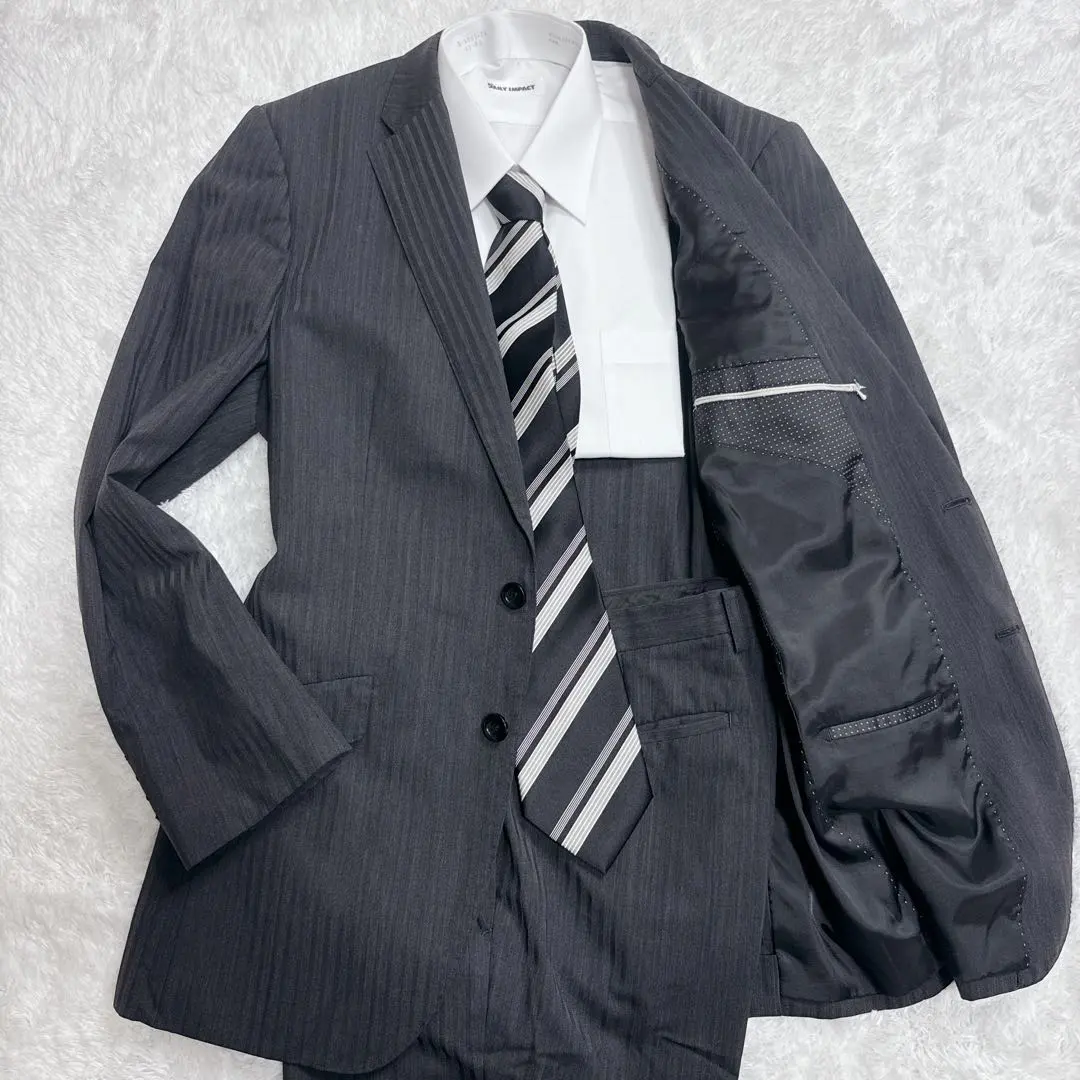 Thumbnail of Perfect Suit Factory Striped Set-up Suit Black A7