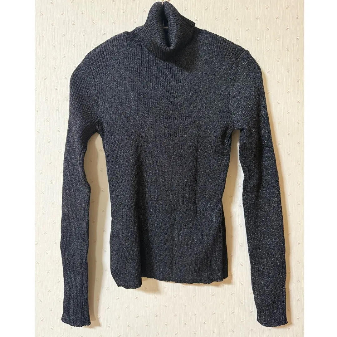 Thumbnail of Re:EDIT Top, Black, Lame Rib Knit, Turtleneck