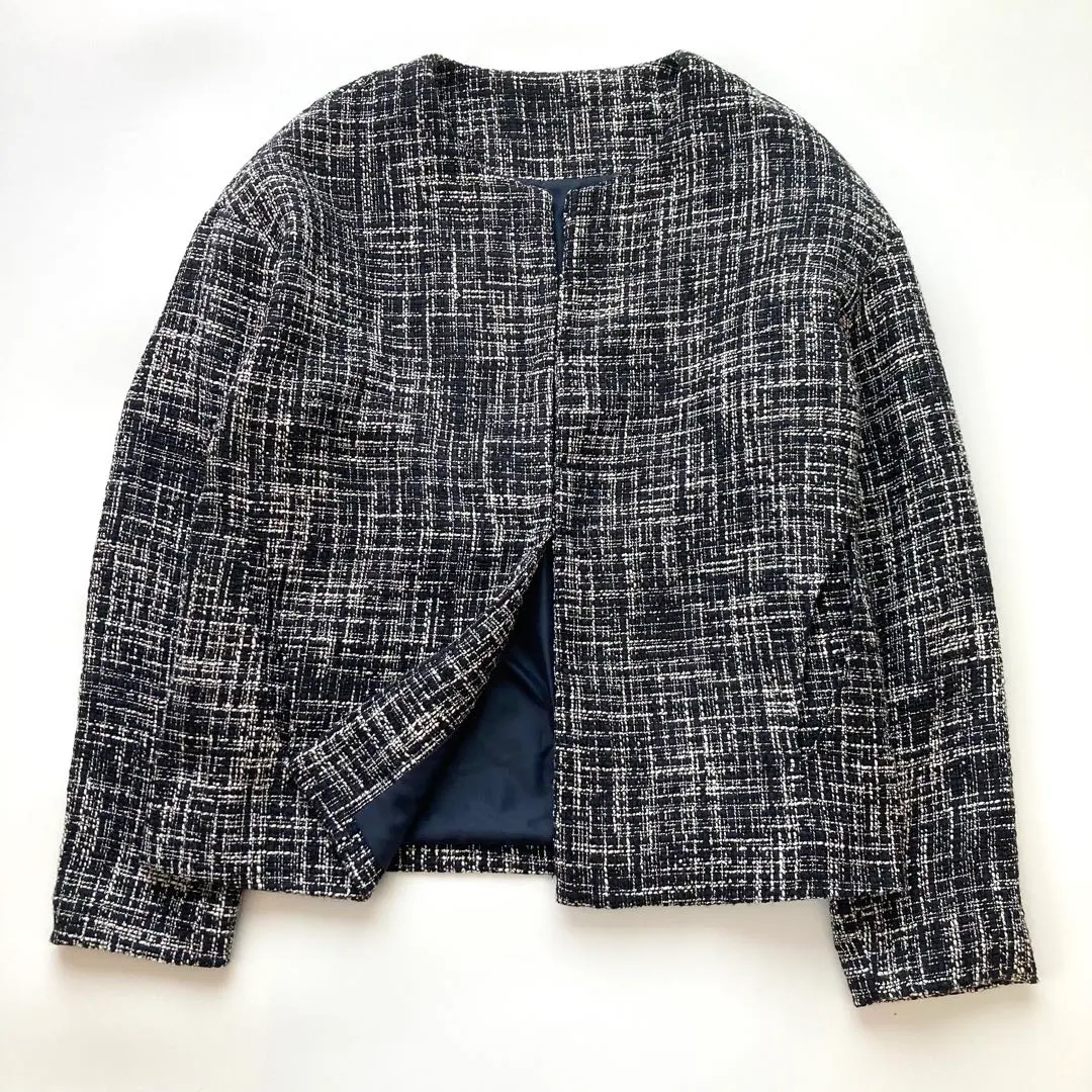 Thumbnail of Excellent condition Yours Tweed Collarless Jacket Navy Size M Outerwear