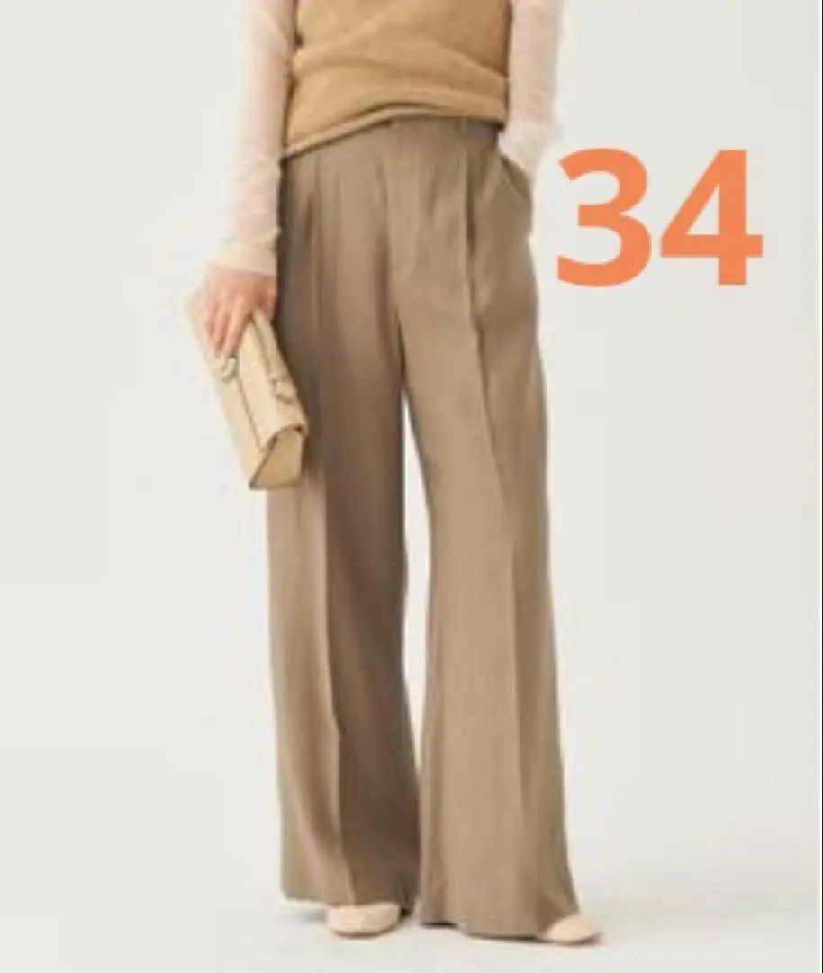 追加》washable linen混 ハイウエストパンツ（スラックス