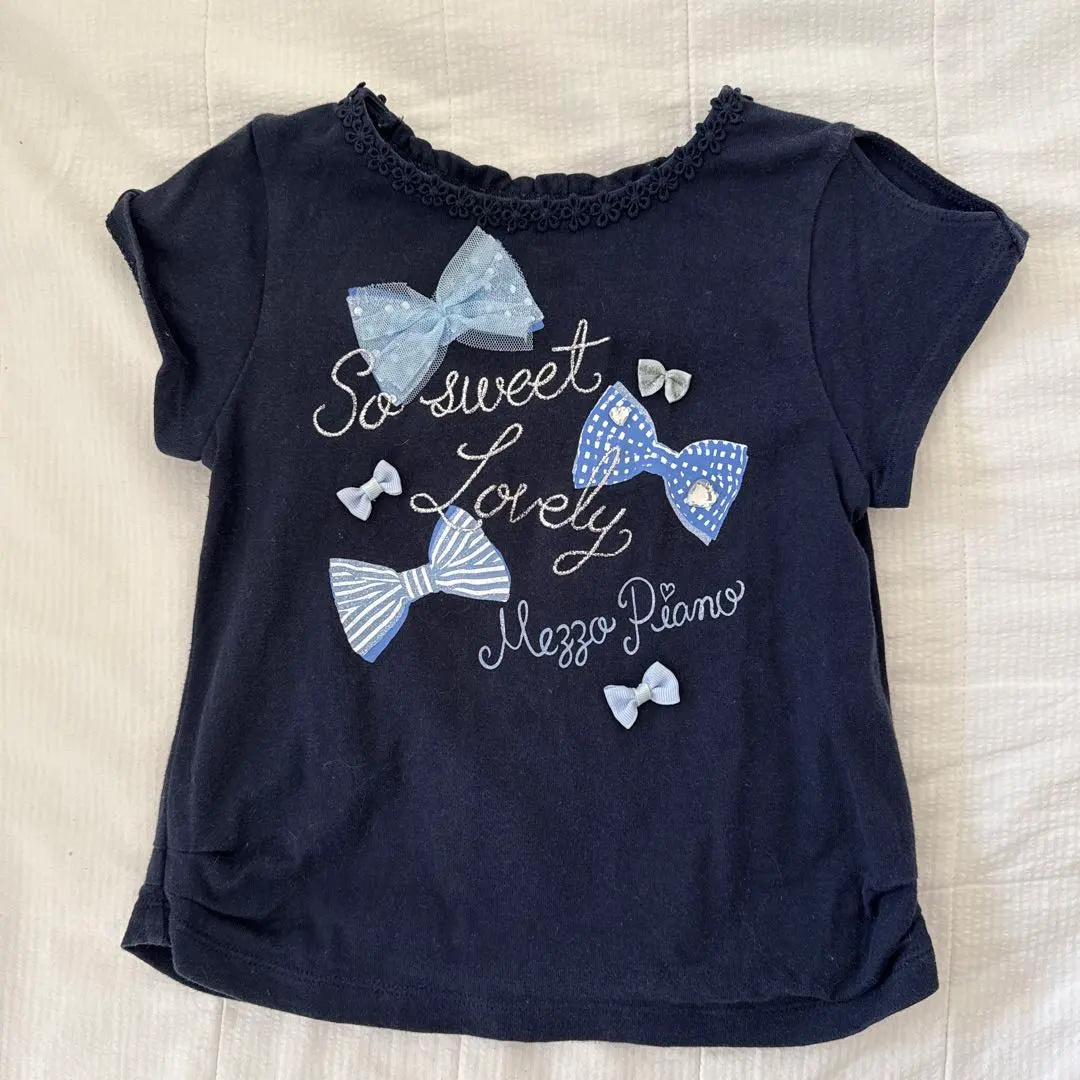 Thumbnail of Mezzo Piano Navy T-shirt with Ribbon Embroidery
