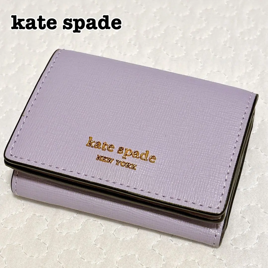 【美品】kate spade 凱特絲蓓 拉文德 紫色 三折錢包 的縮圖