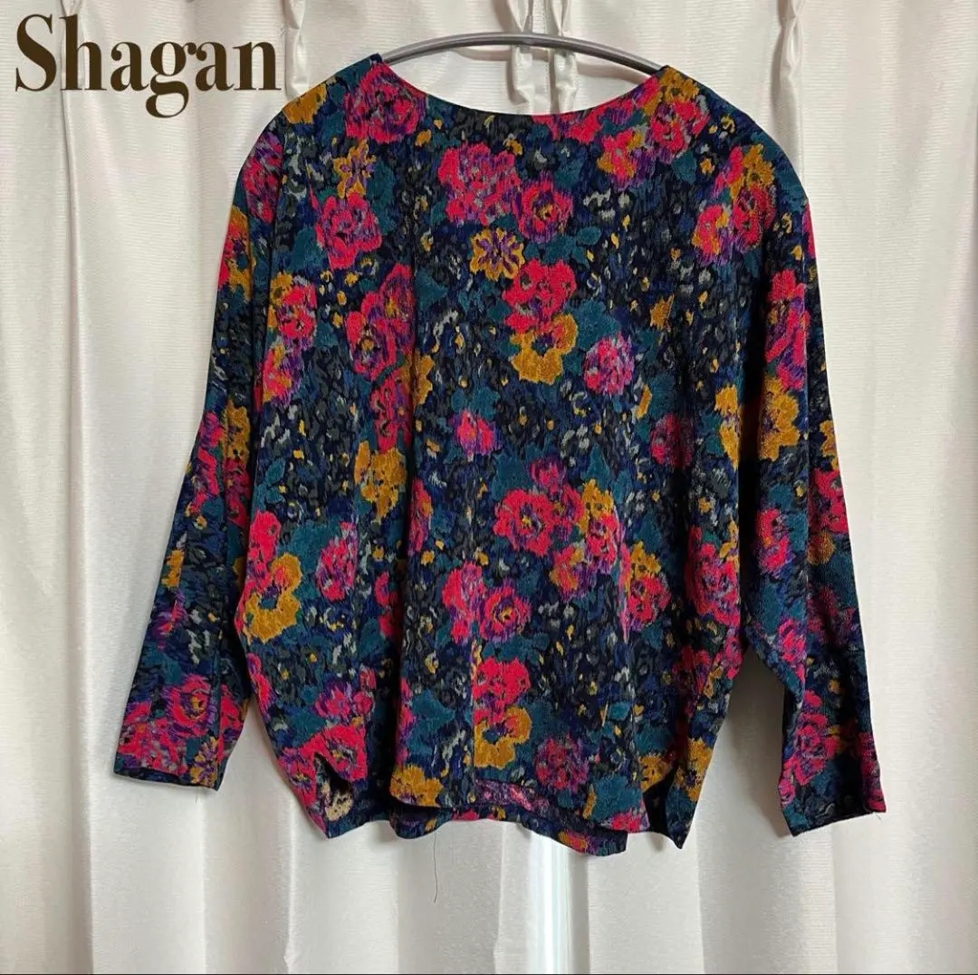 Shagan 花紋 上衣 女襯衫 長袖 側開叉 的縮圖