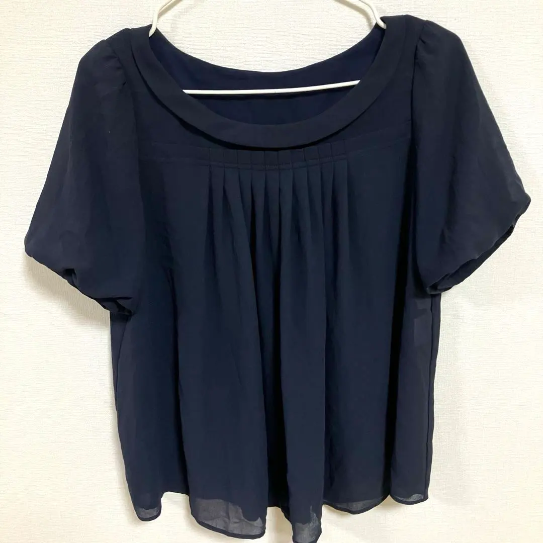 Thumbnail of Women's Short Sleeve Blouse Chiffon See-through Black 38 (M size)