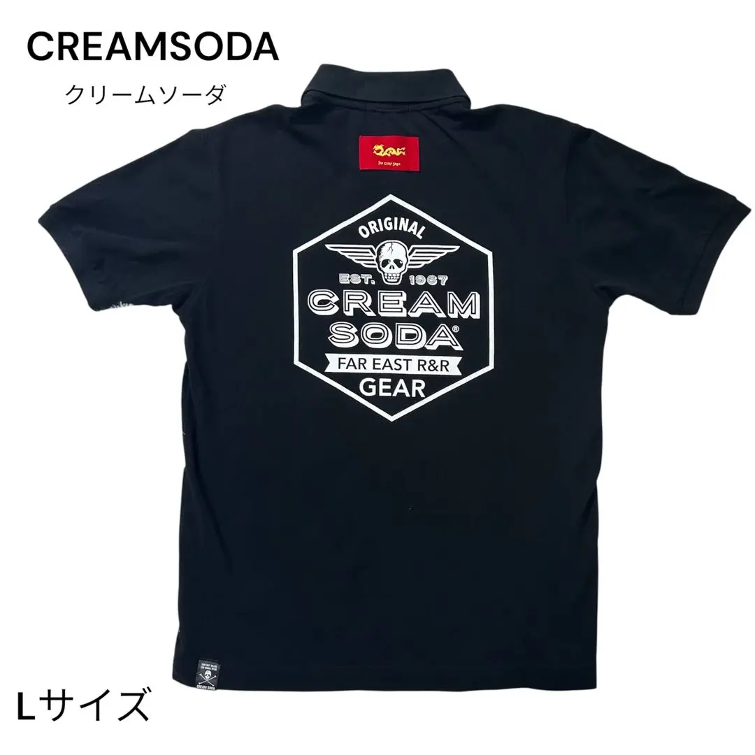 CREAM SODA メンズポロシャツ【ブラックｘレッド/XL】美品 CREAM SODA メンズポロシャツ【ブラックxレッド/XL】美品-【廃番】