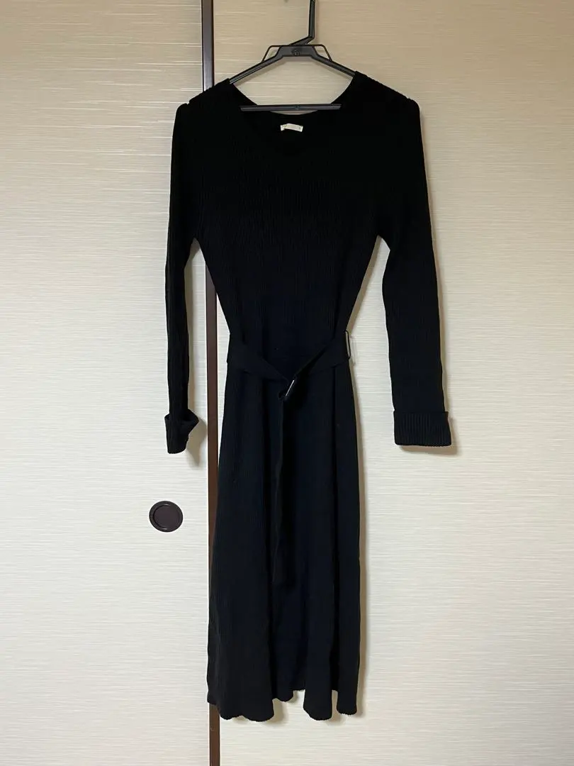 Thumbnail of GU Knit Material Belted Dress Black Size S