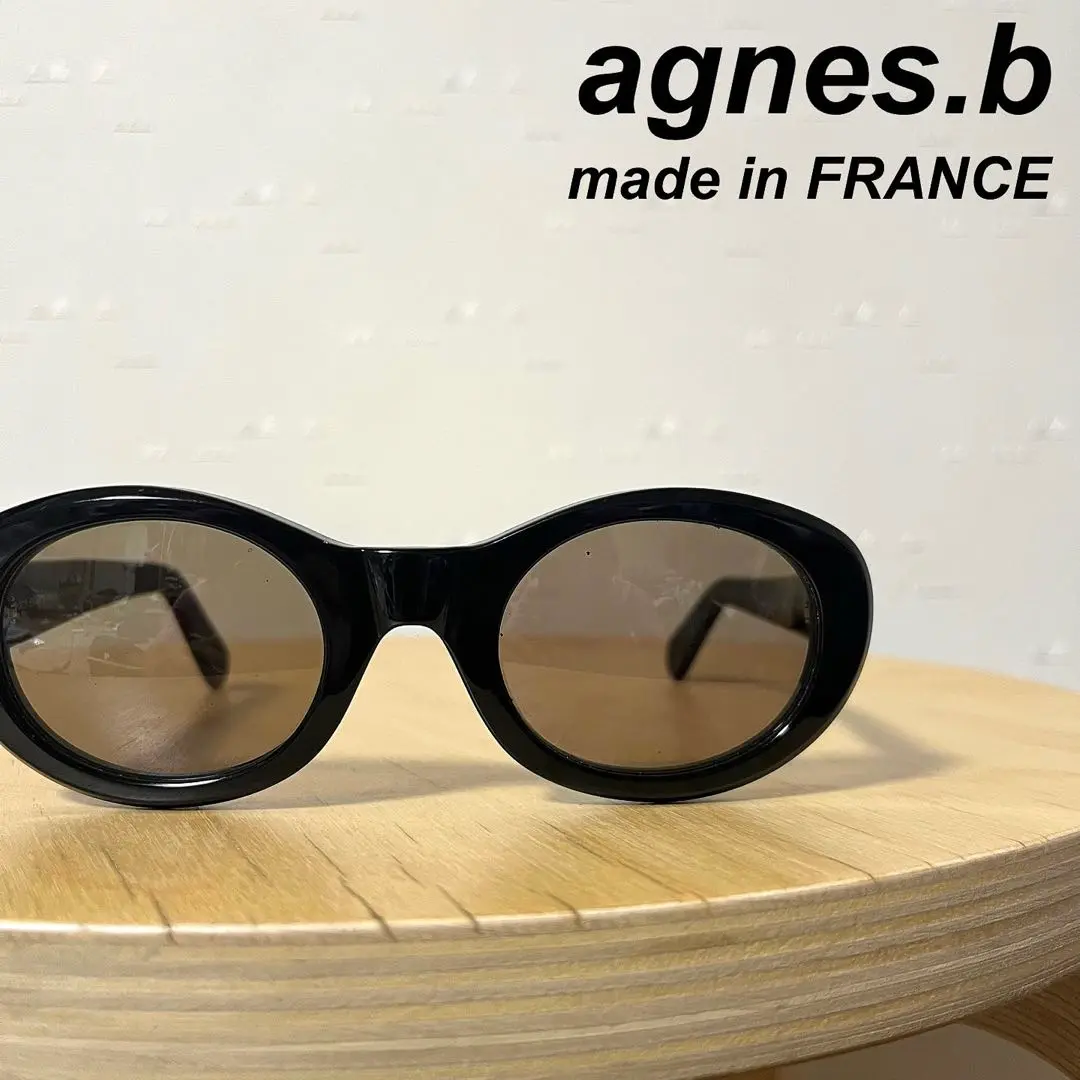 【極美品】agnes b. アニエスベー　ハーフリム　サングラス　オーバル サングラス 