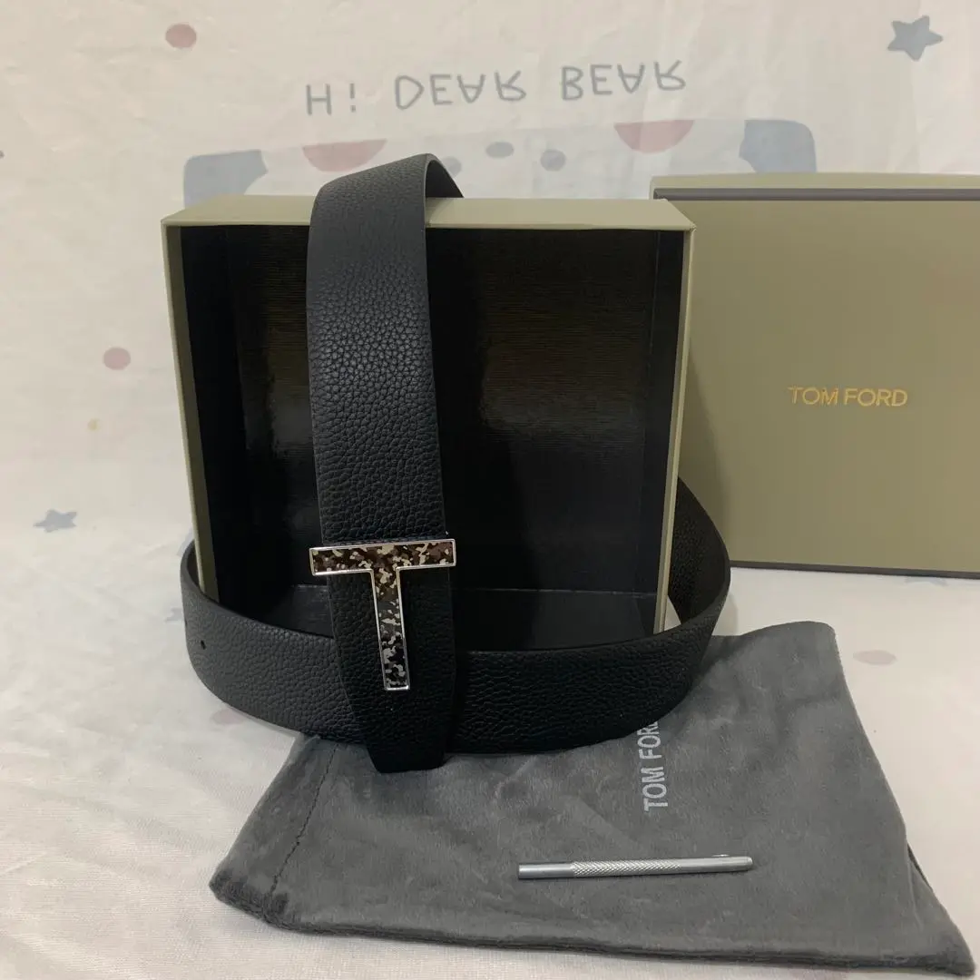 TOM FORD トム・フォード Ridge T レザーベルト | ブラウン