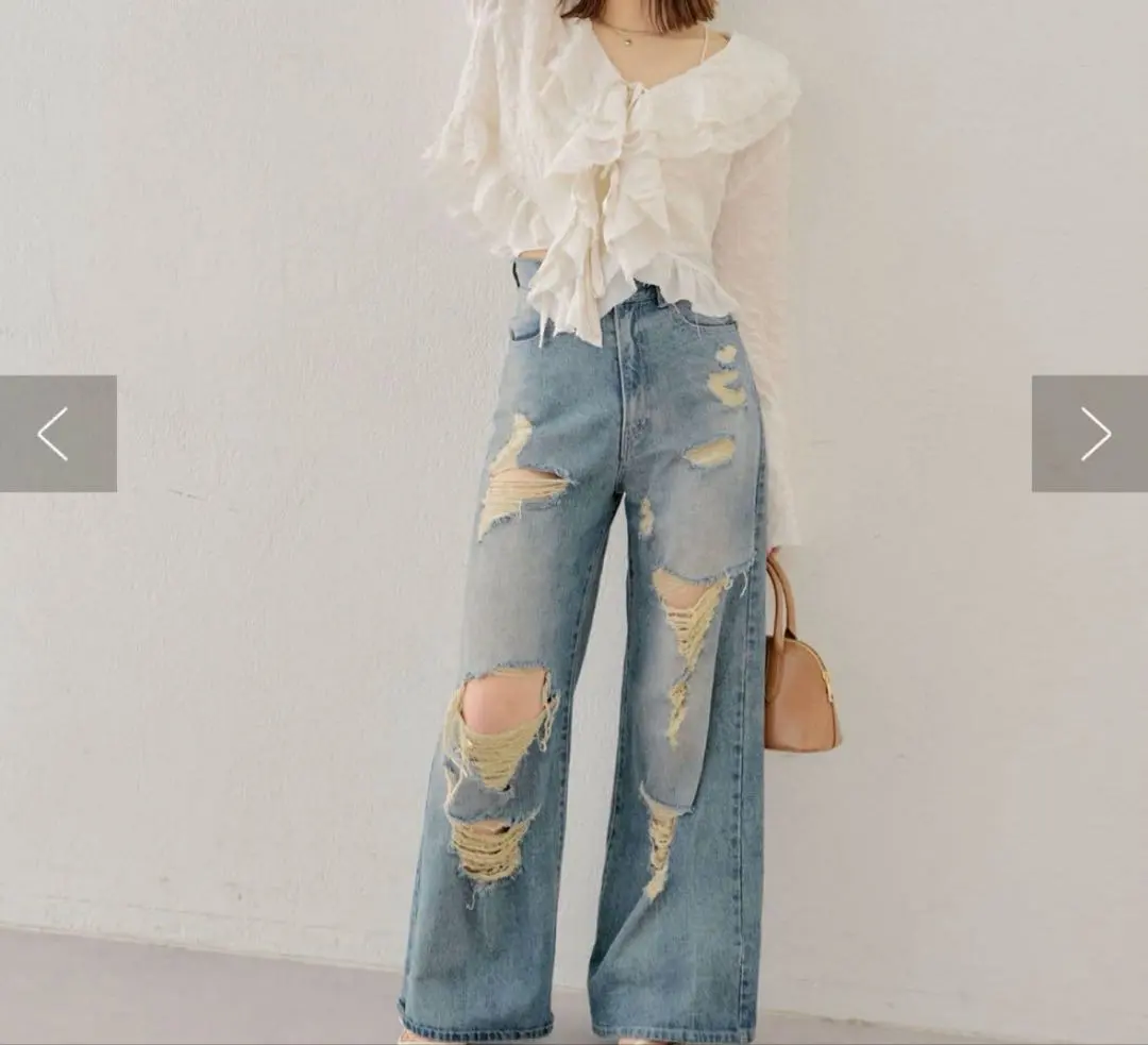 Thumbnail of Chico Damage Wide Denim Pants, Size 0