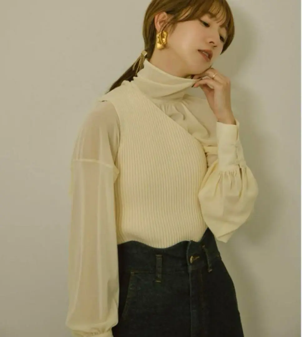 新品タグ付！Eaphi one shoulder rib knit beige 2025年最新】Eaphi one shoulder ribの人気アイテム - メルカリ