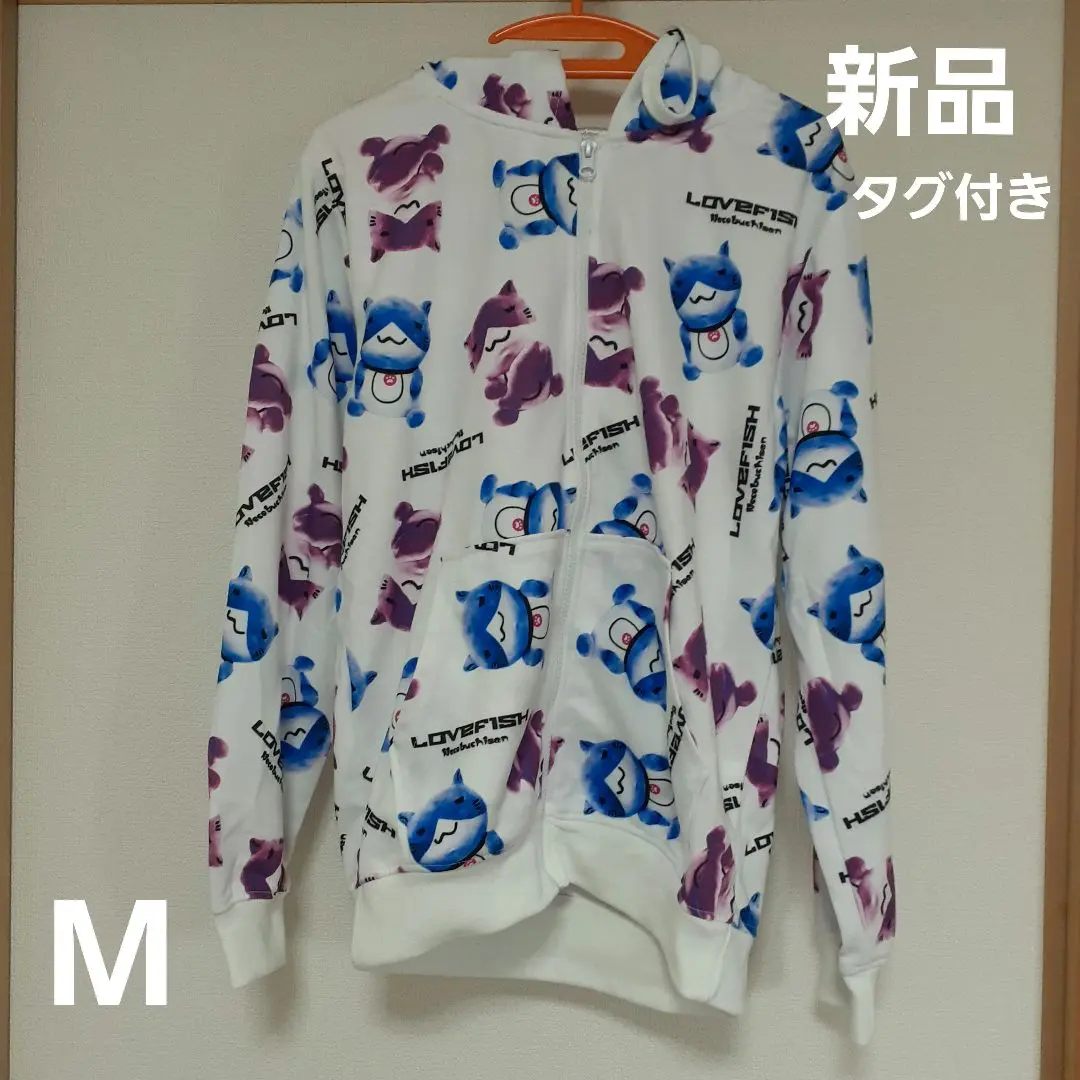 b4022【ねこぶちさん】レディース　パーカー　長袖　イラスト　猫　青　L ねこぶちさん ロンT 「しばらくここにいたいニャ～」 12415012
