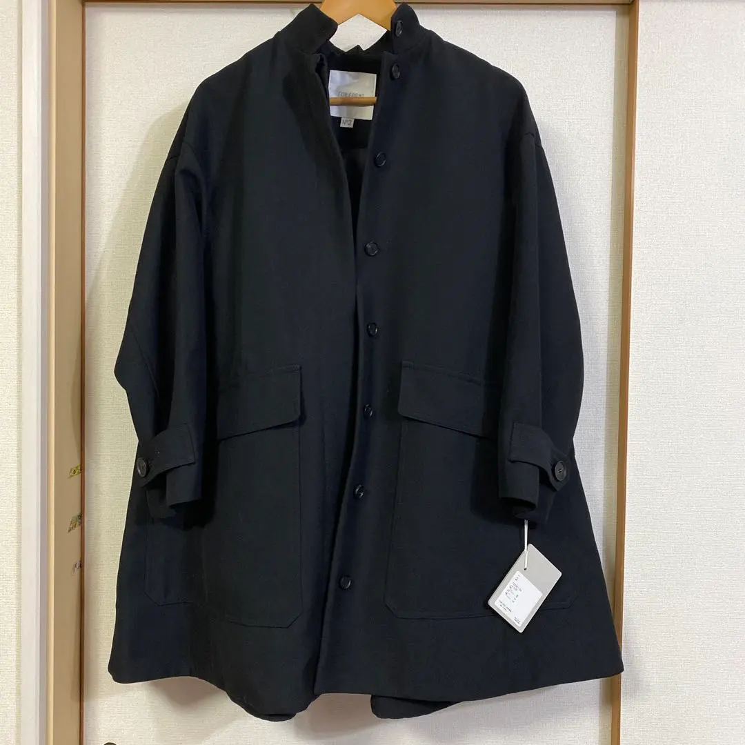 FORFORMO レディース黒のスタンドカラーコート
