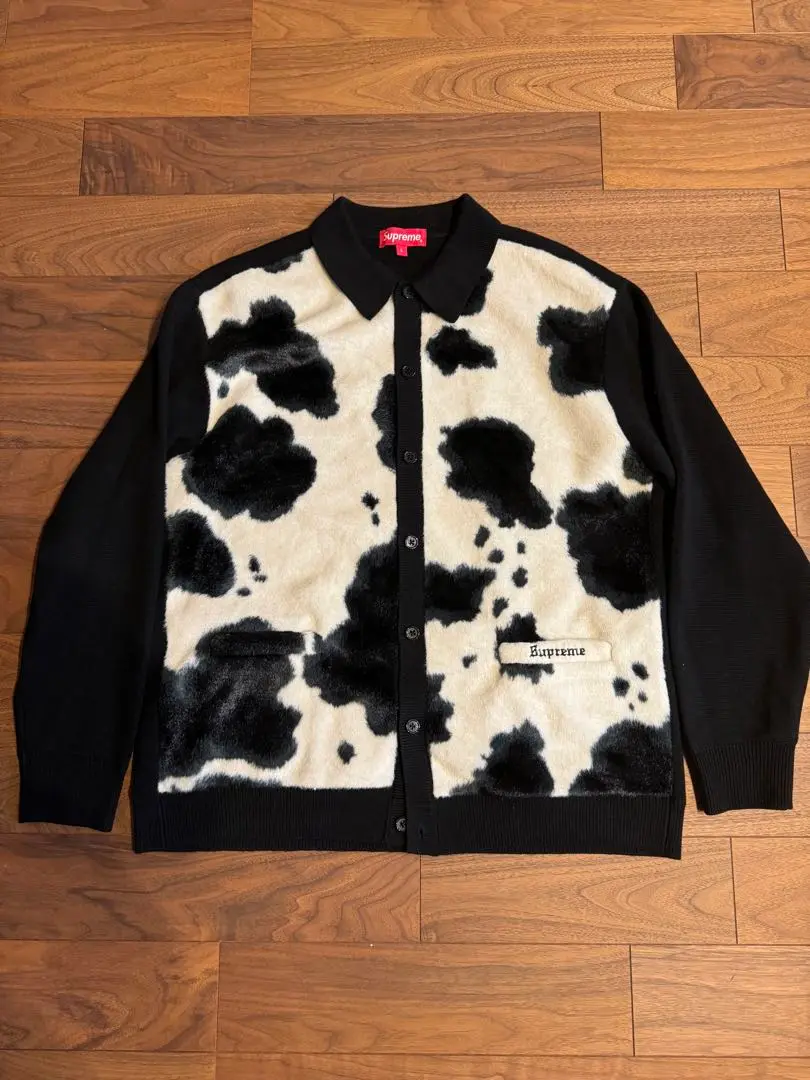 supreme cow print cardigan moss 緑 L 美品 Supreme-Cow-Print-Cardigan-