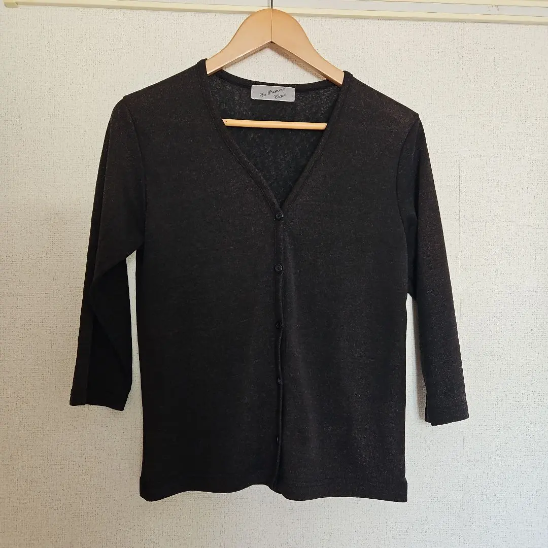 Thumbnail of La Primera Clase Black V-neck Cardigan, 3/4 Sleeves