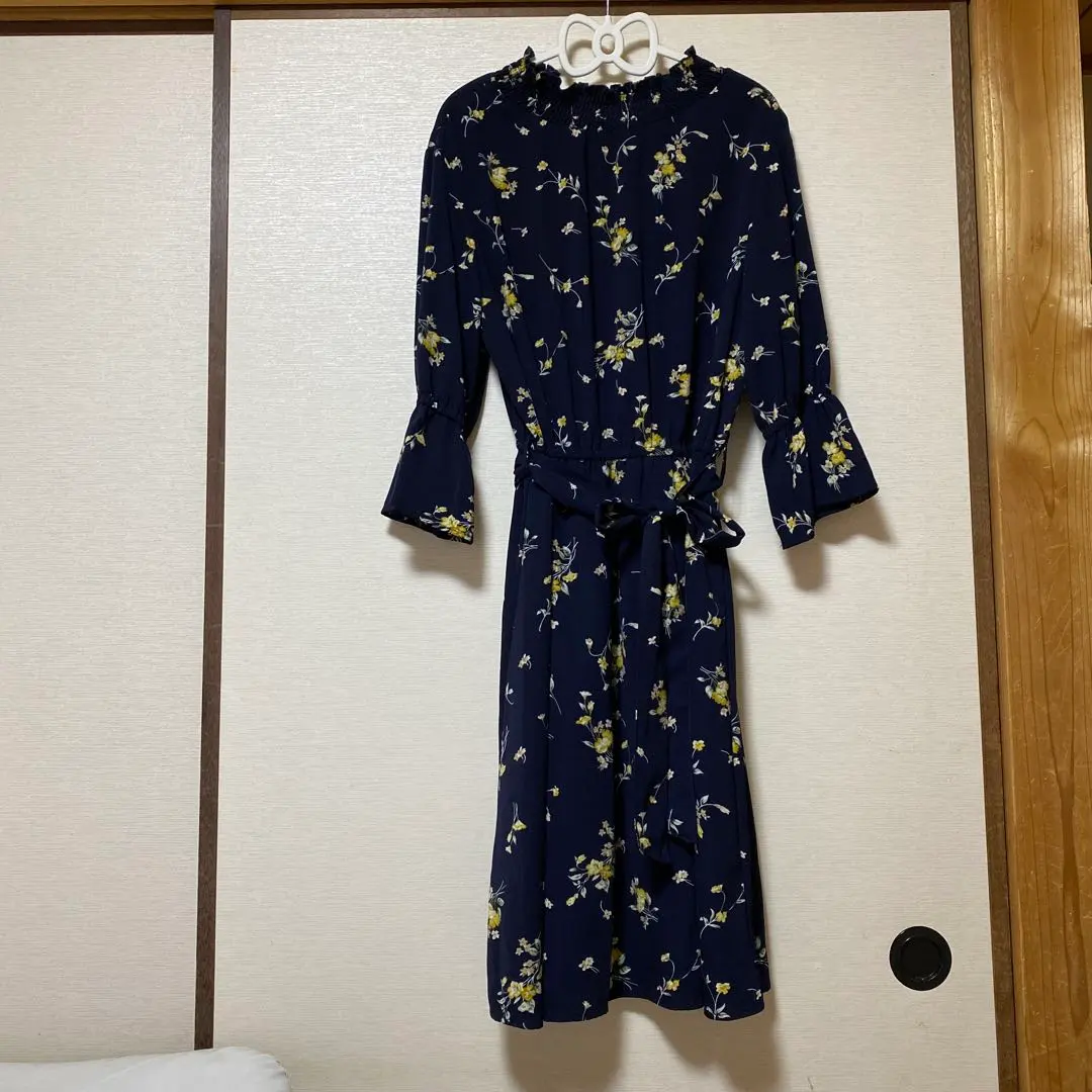 Thumbnail of Navy floral long-sleeved dress