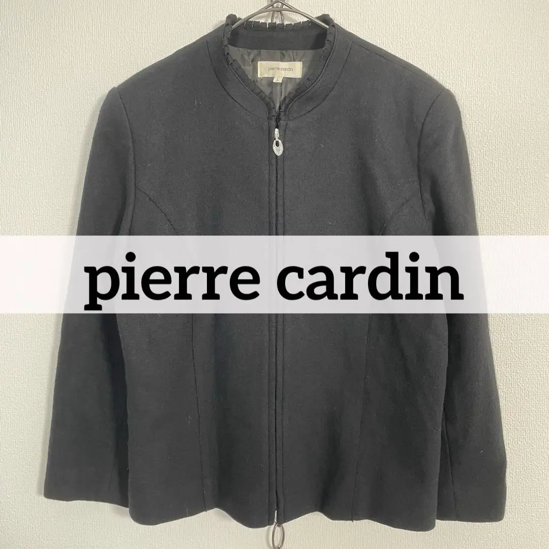 PiereCardin ピエールカルダン 幾何学模様 ノーカラージャケット 灰色 PiereCardin ピエールカルダン 幾何学模様 ノーカラージャケット