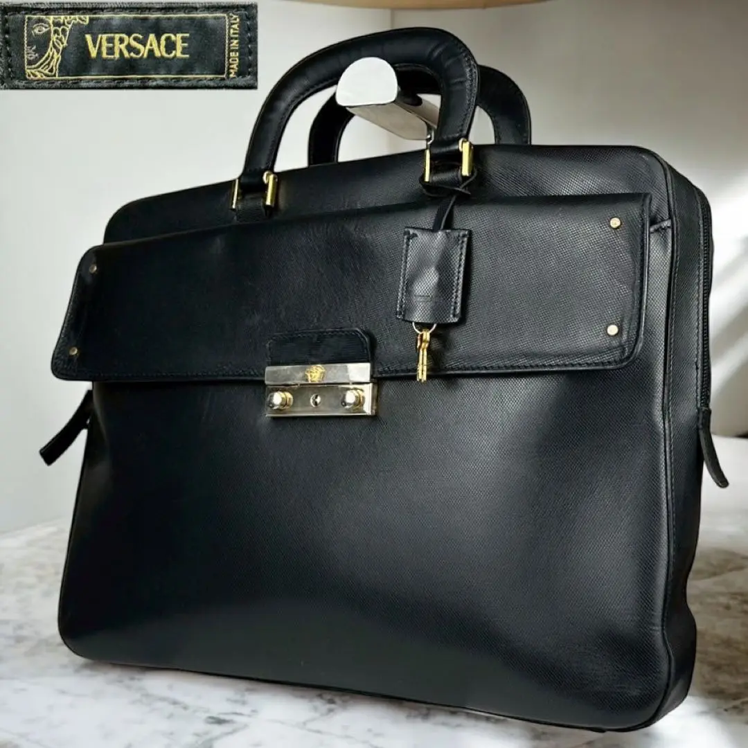 美麗品 最高級GIANNI VERSACE ヴェルサーチ レザー ビジネスバッグ 美麗品 最高級GIANNI VERSACE ヴェルサーチ レザー ビジネスバッグ
