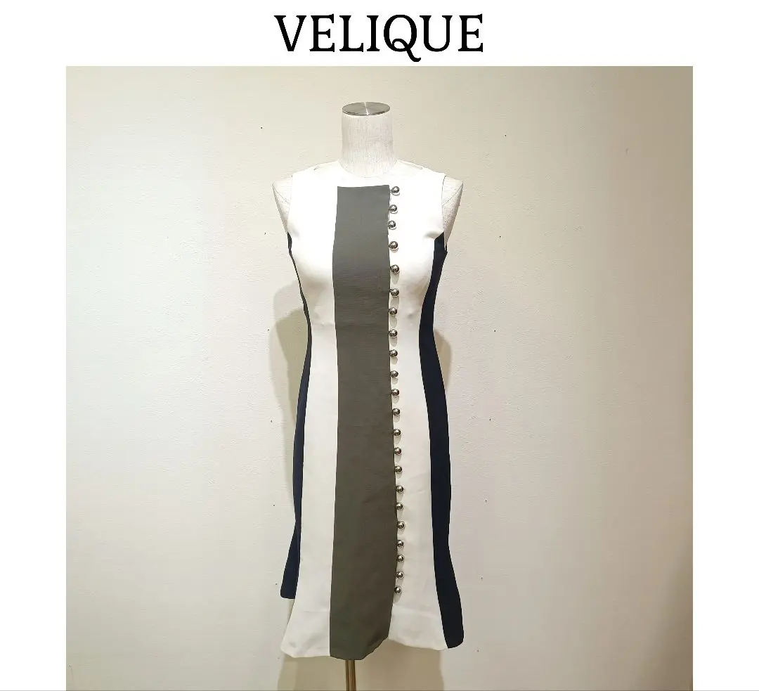 完売品　VELIQUE/ヴェリーク　新品未使用タグ付き　ロングドレス VELIQUE/ヴェリーク】襟付き/ バイカラー/ ビジュー