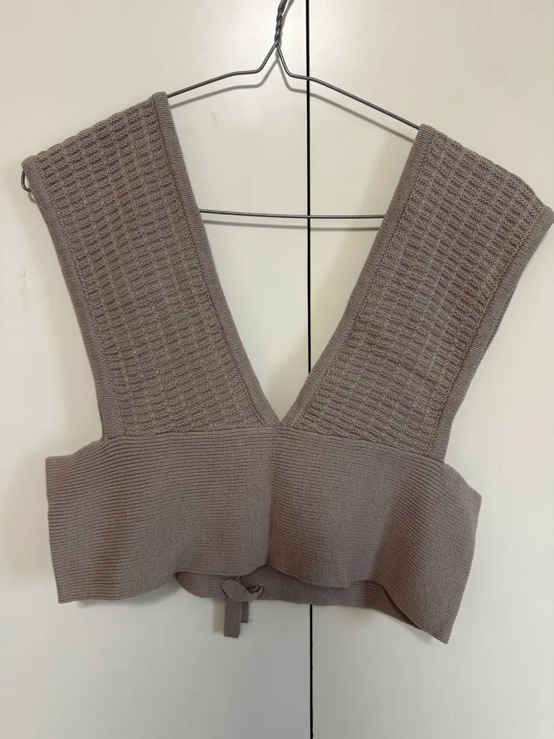 Thumbnail of Greige Front and Back 2-way V-neck Knit Bustier