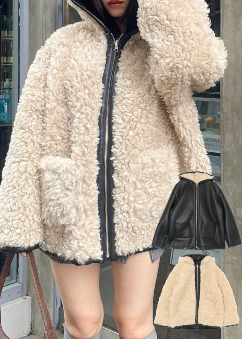 evris エヴリス リバーシブルボアフードブルゾン エヴリス EVRIS リバーシブルフードボアブルゾン （ミックス