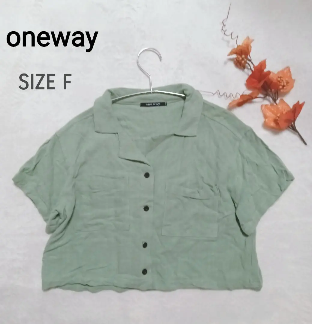 Thumbnail of one way oneway Open Collar Shirt Blouse Green F size