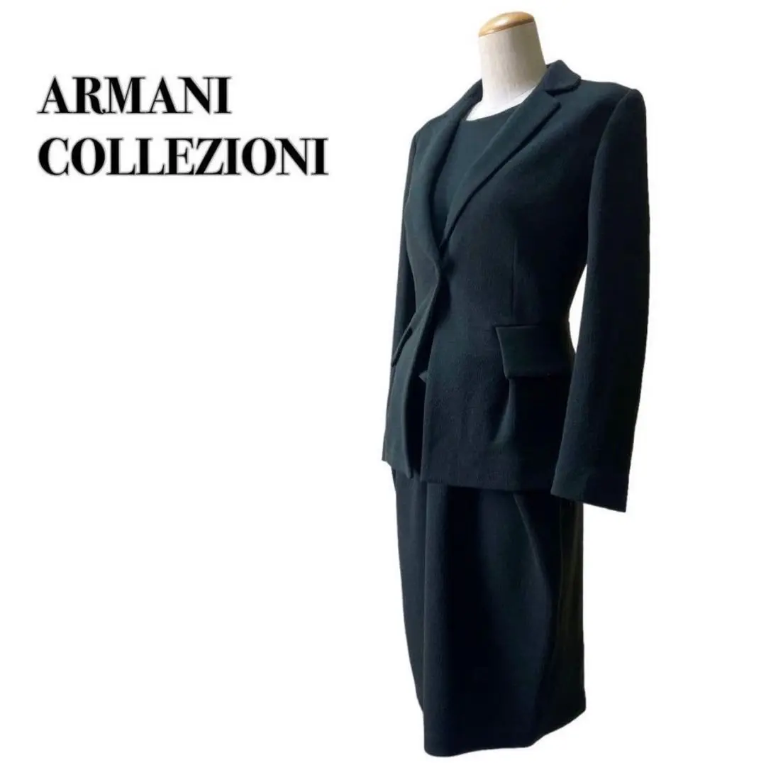 未使用級⭐︎ARMANI COLLEZIONI 黒 シンプル定番 スカートスーツ 2025年最新】ARMANI COLLEZIONI ビジネス スカートスーツ上下の