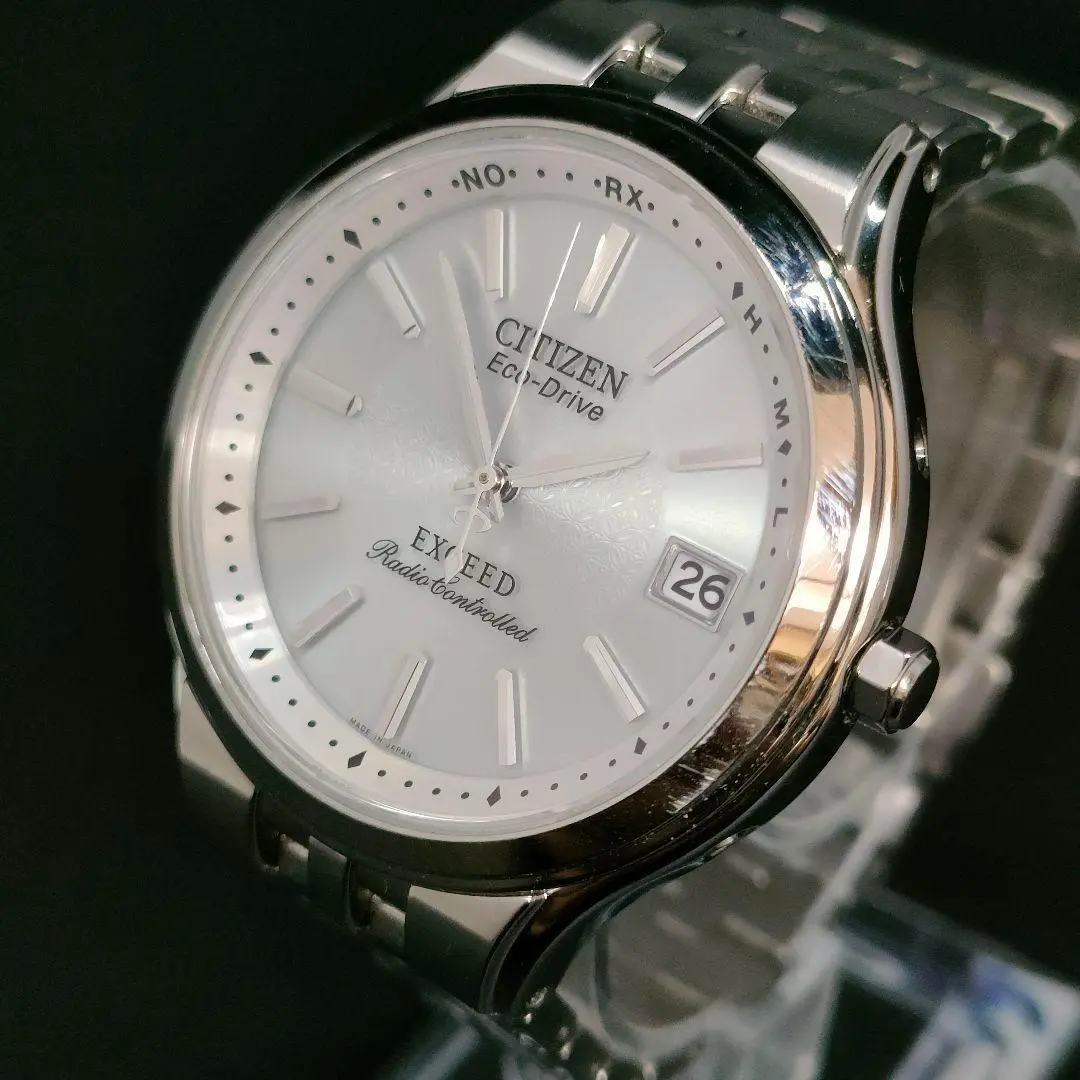 シチズン H111-T012663 エクシード 電波 ソーラー クロコ ワニ Yahoo!オークション - 【美品】CITIZEN シチズン EXCEED