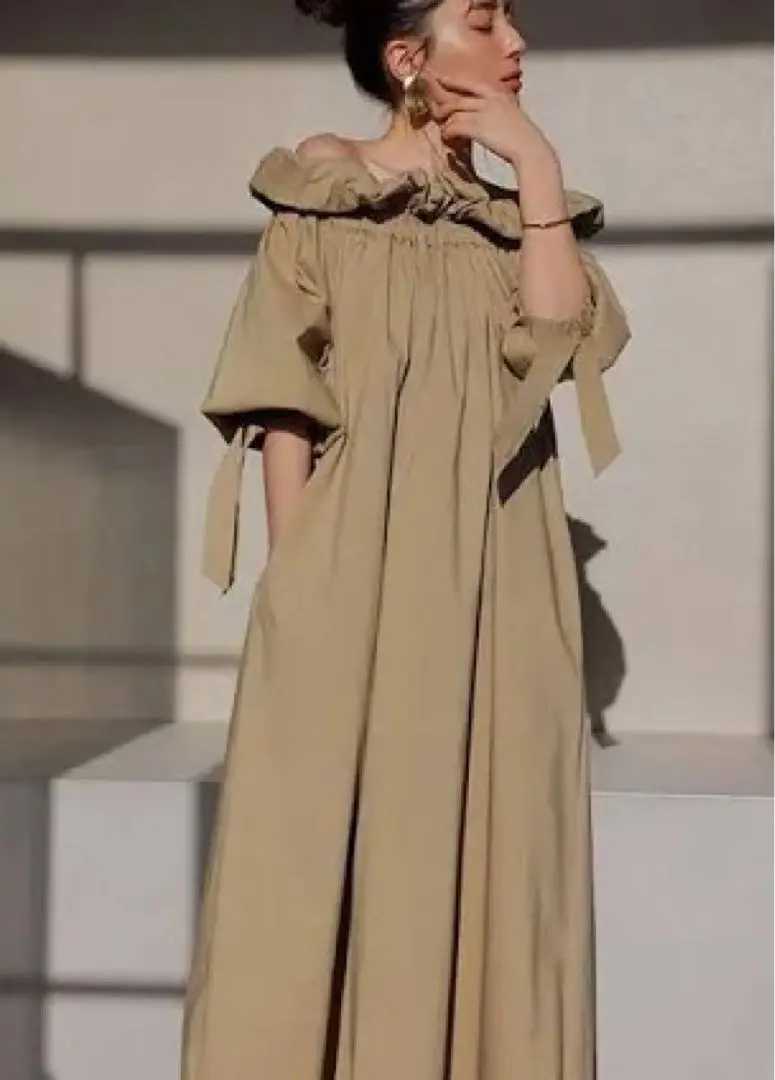 Thumbnail of anuans Balloon Off-Shoulder Long Dress