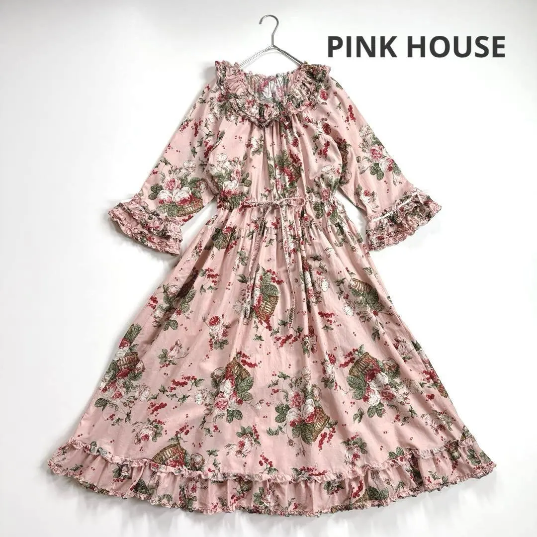Thumbnail of Recently, a beautiful Pink House rose-patterned cotton lawn long dress in pink.