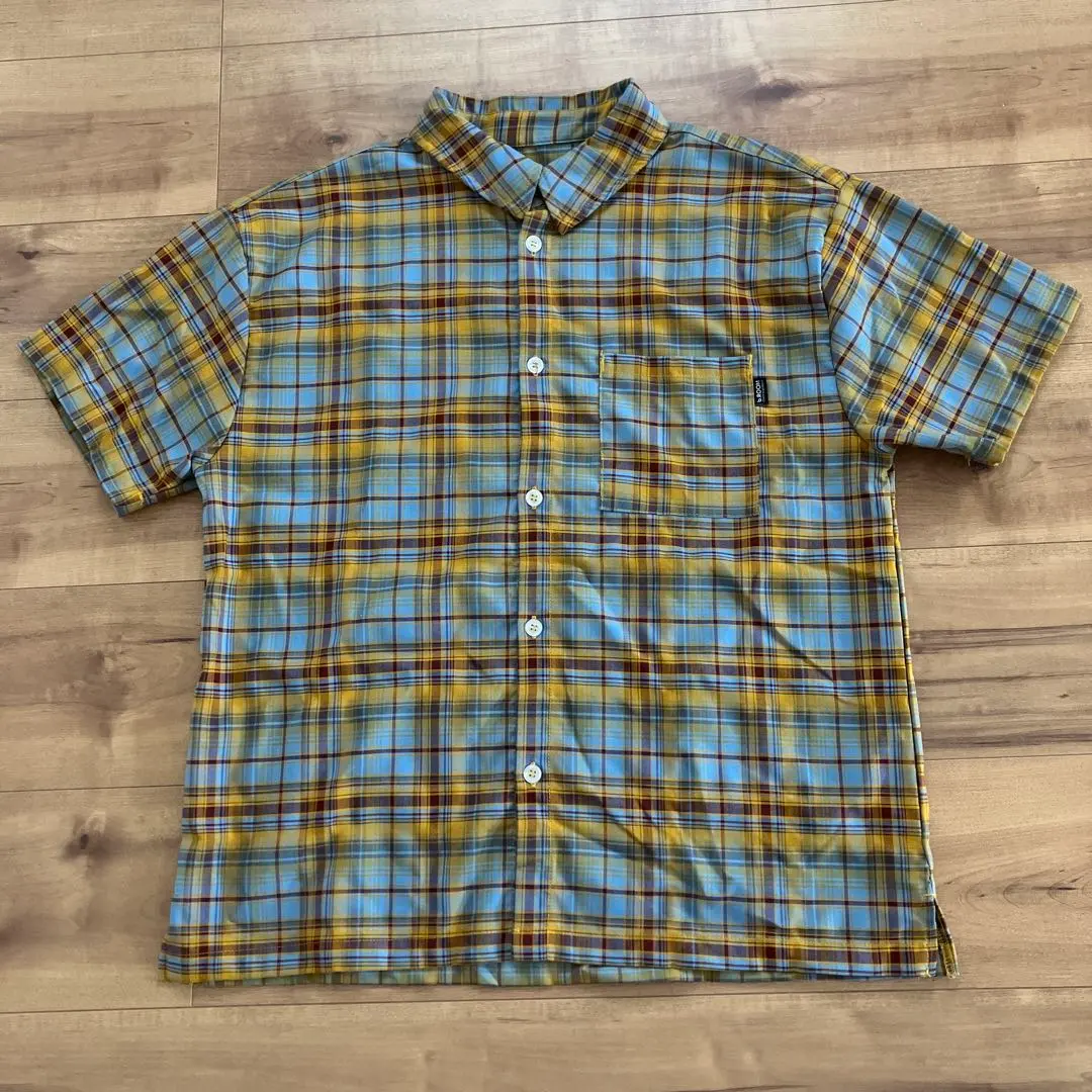 Thumbnail of ⭐︎Final Price Reduction⭐︎ B-ROOM Checkered Short-Sleeve Shirt, Wide Silhouette, 150cm