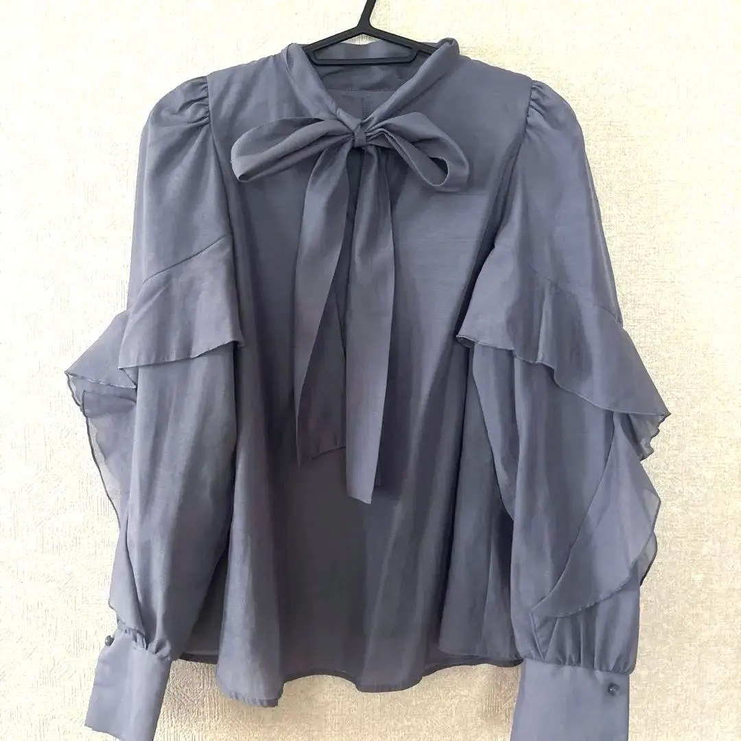 Thumbnail of Beautiful GRL Chiffon Blouse with Ribbon, Purple