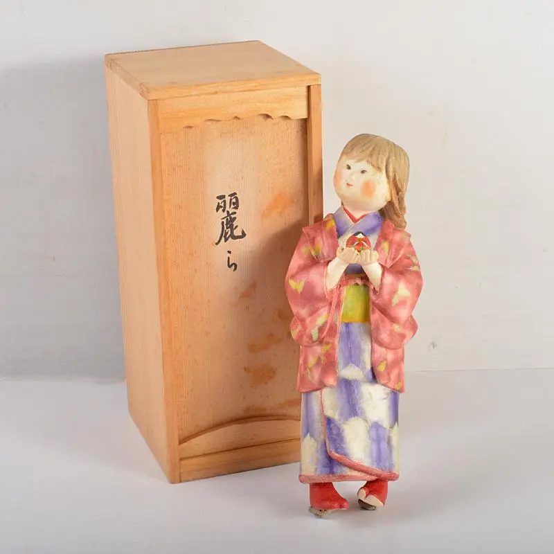 田熊俊子作 桐塑人形 「麗」 共箱 V 6346 的縮圖