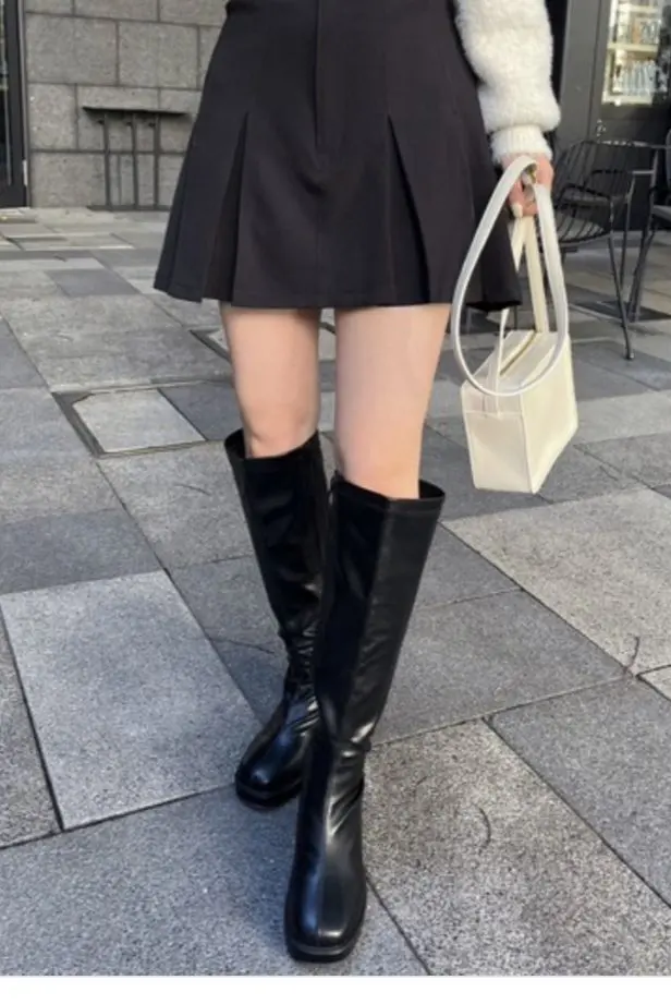 Thumbnail of NICE CLAUP Faux Leather Flare Mini Skirt - one after another