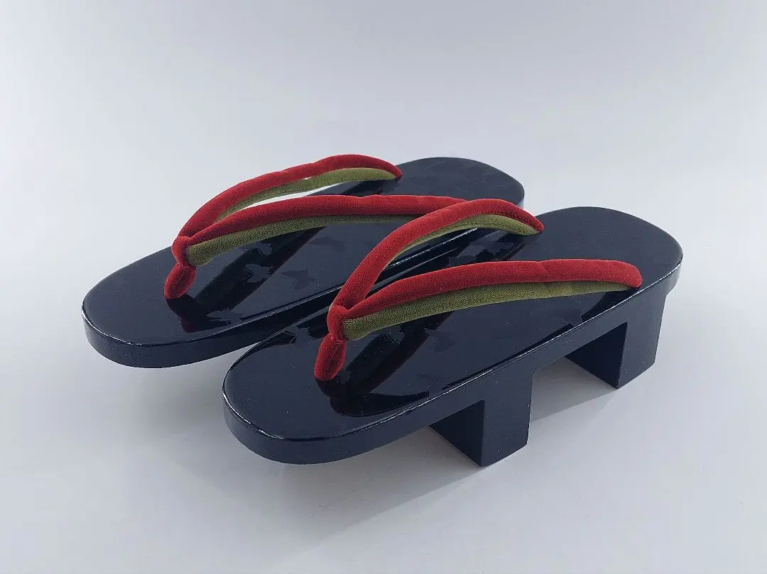 Thumbnail of Gion Tanakaya Women's Getas Black x Red x Butterfly Pattern Getas Japanese Footwear Yukata Unused