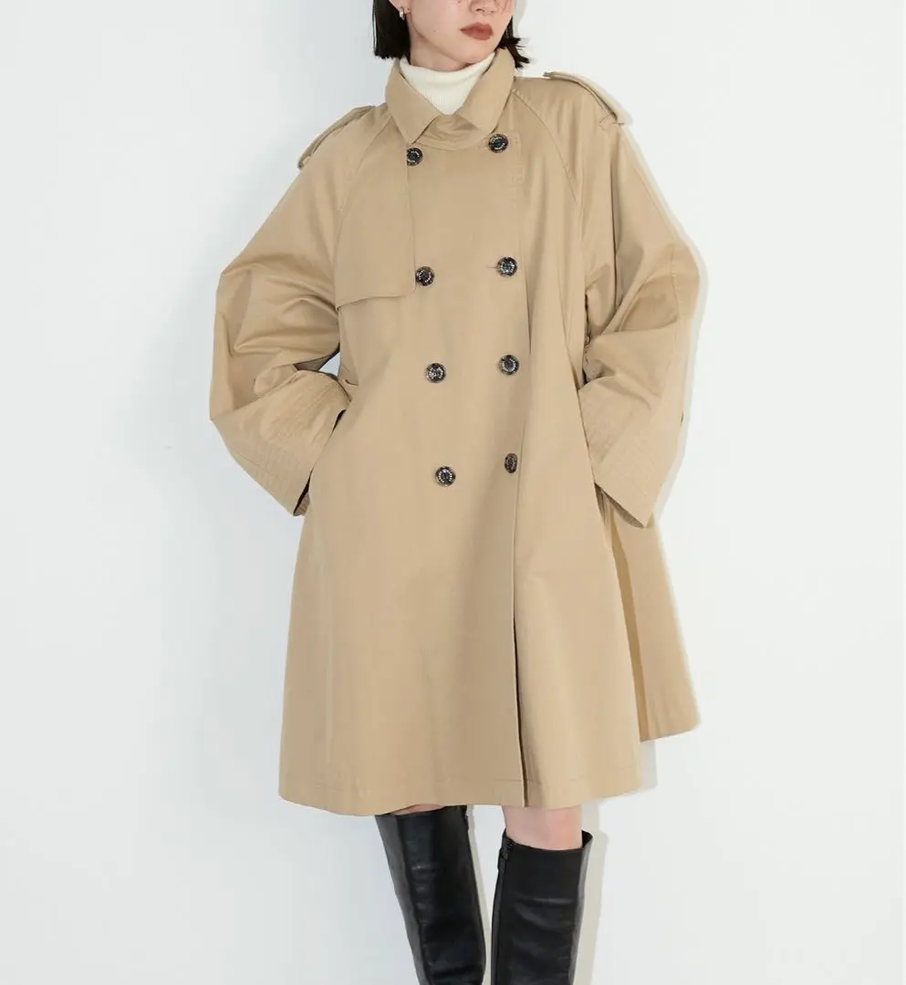 Thumbnail of LARUTA Slit Sleeve Mid-Length Cape Trench Coat