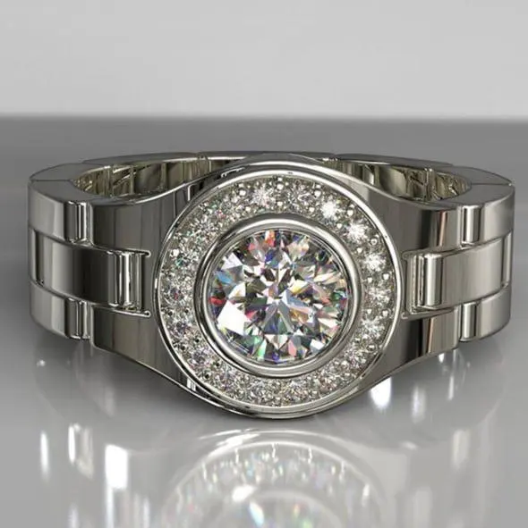 Thumbnail of y39 New Silver Men's Ring Bling Bling Rapper 164