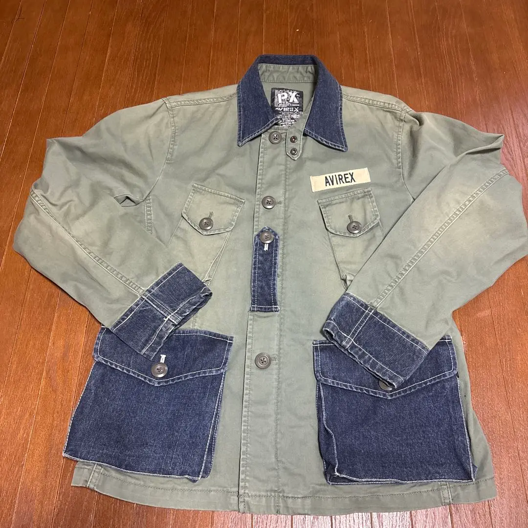 未使用品 AVIREX デニム BDU シャツ ジャケット カバーオール 13779-7.jpg