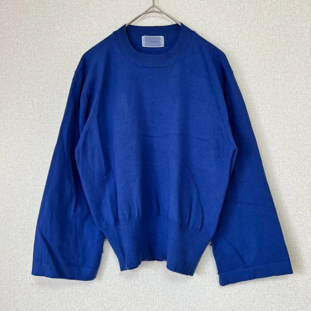 Thumbnail of Luftrobe Three-Quarter Sleeve Knit Sweater Blue, Size 9, Equivalent to M