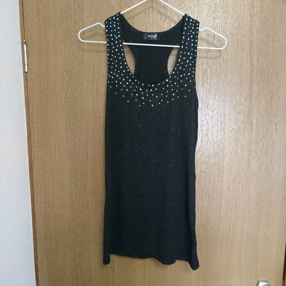 Thumbnail of Nil Gallery Black Stone Embellished Sleeveless Top M