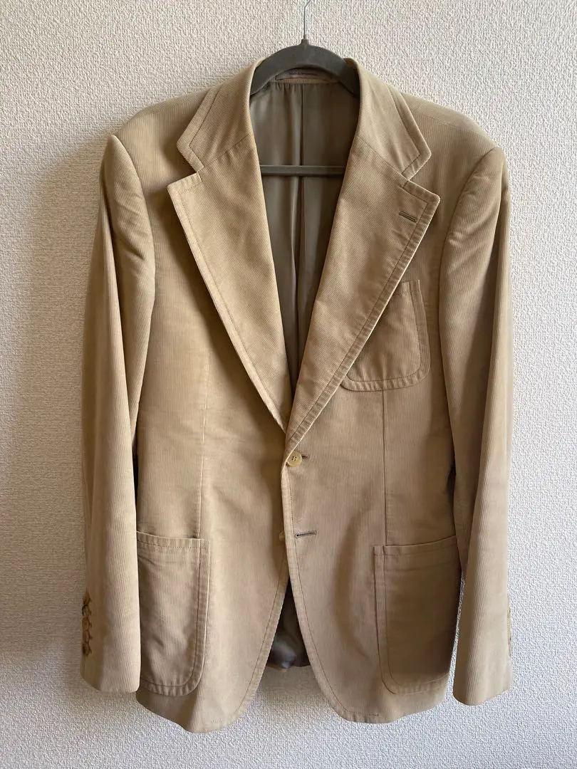 入手困難✨グッチ テーラードジャケット 裏地総柄 ベージュ GUCCI - GUCCI グッチ テーラードジャケット 46(M位) 紺x