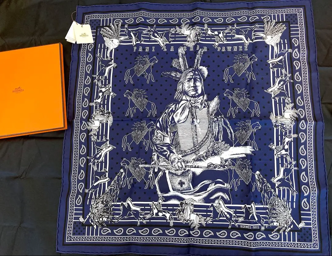 美品 エルメス ツイリー Pani La Shar Pawnee パウニー族の首長